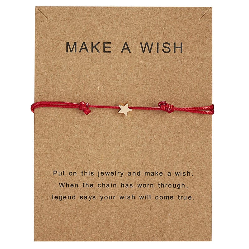 HUNO Simple Adjustable Braided Heart Shaped Bracelet with Wish Cards Star Wrap Wristband Bangle for Women Friendship Jewelry 5Pcs/Pack-Star - Image 5
